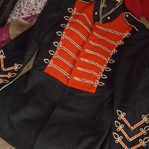 Men's Vintage Black and Orange Marching Band Uniform Jacket